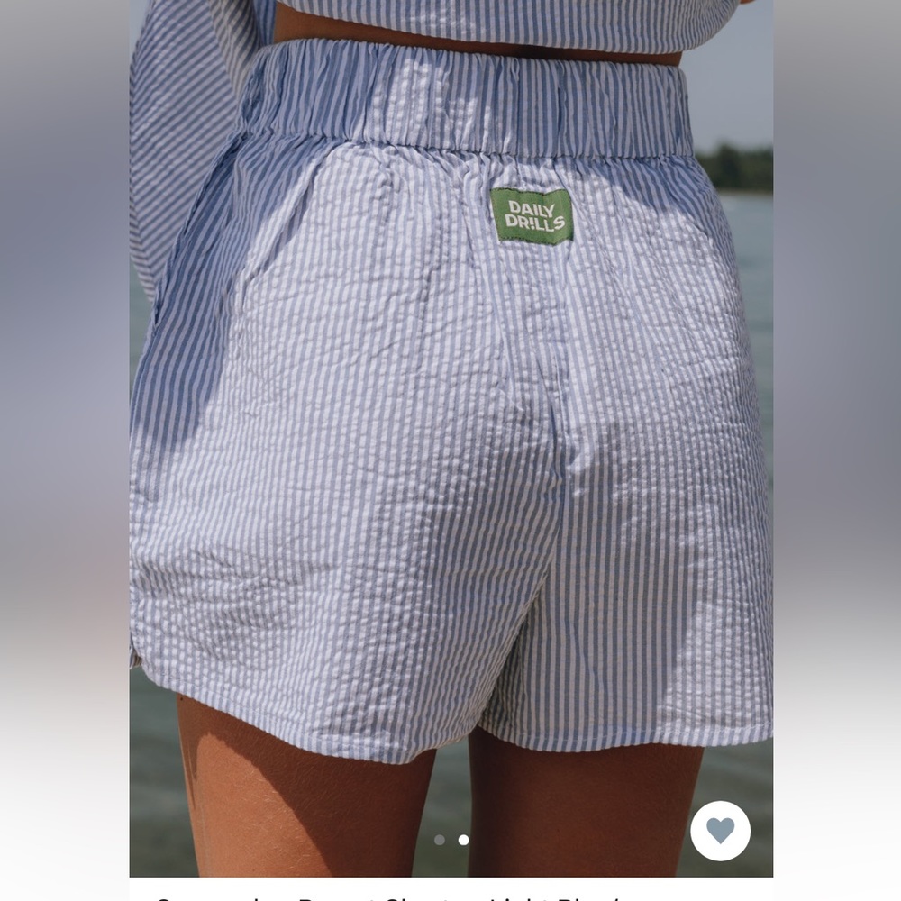 Daily Drills Seersucker Resort Shorts - Light Blue/ White Stripe- Worn Twice!